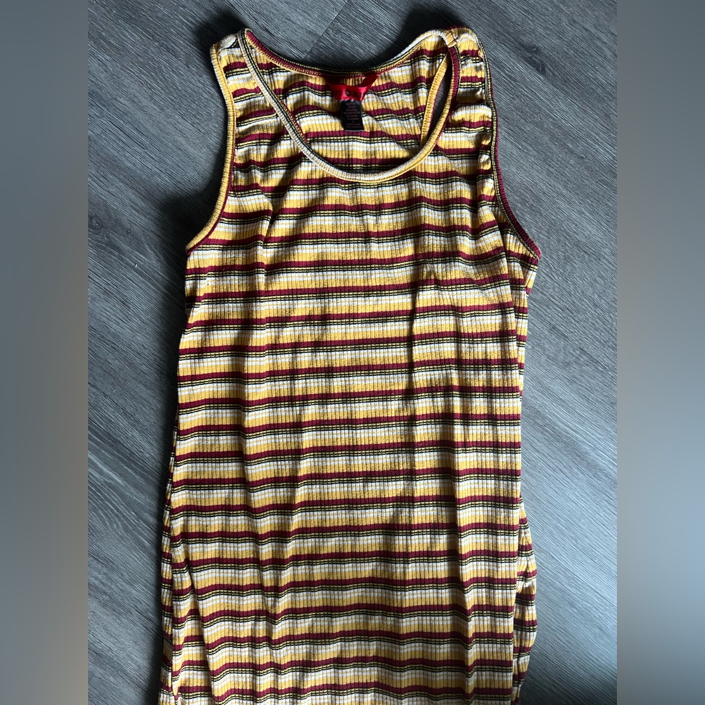 Hot Kiss Striped Maxi Dress - Yellow, Red, Brown